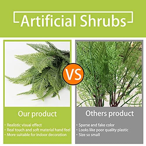 Artificial Boston Fern Plants Large 19" Dusty Green Fake Greenery Shrubs 2 Pcs Faux Plant Bushes For Home Garden Office Farmhouse Indoor Outdoor Decor #TOP4