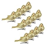 SM SunniMix 12tlg Lebensechte Dekovogel Kunstvogel mit Federn DIY, auswählbar, Gold