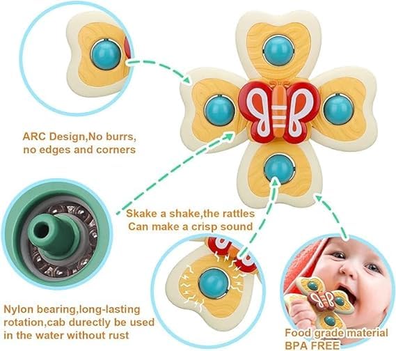 SHIVAARO 3 PCS Insect Suction Cup Bath Toy: Fun and Educational Bath Time Entertainment for Baby Boys and Girls 4