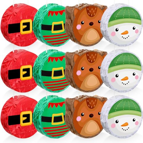 Liliful IAN-LILIFUL-1455 12 Pcs Mini Christmas Piñata Bulk Small Xmas Piñata Santa Claus Snowman Elf Elk Piñata Christmas Tree Decor Christmas Mexican Piñata For Birthday Christmas Holiday Decoration cover