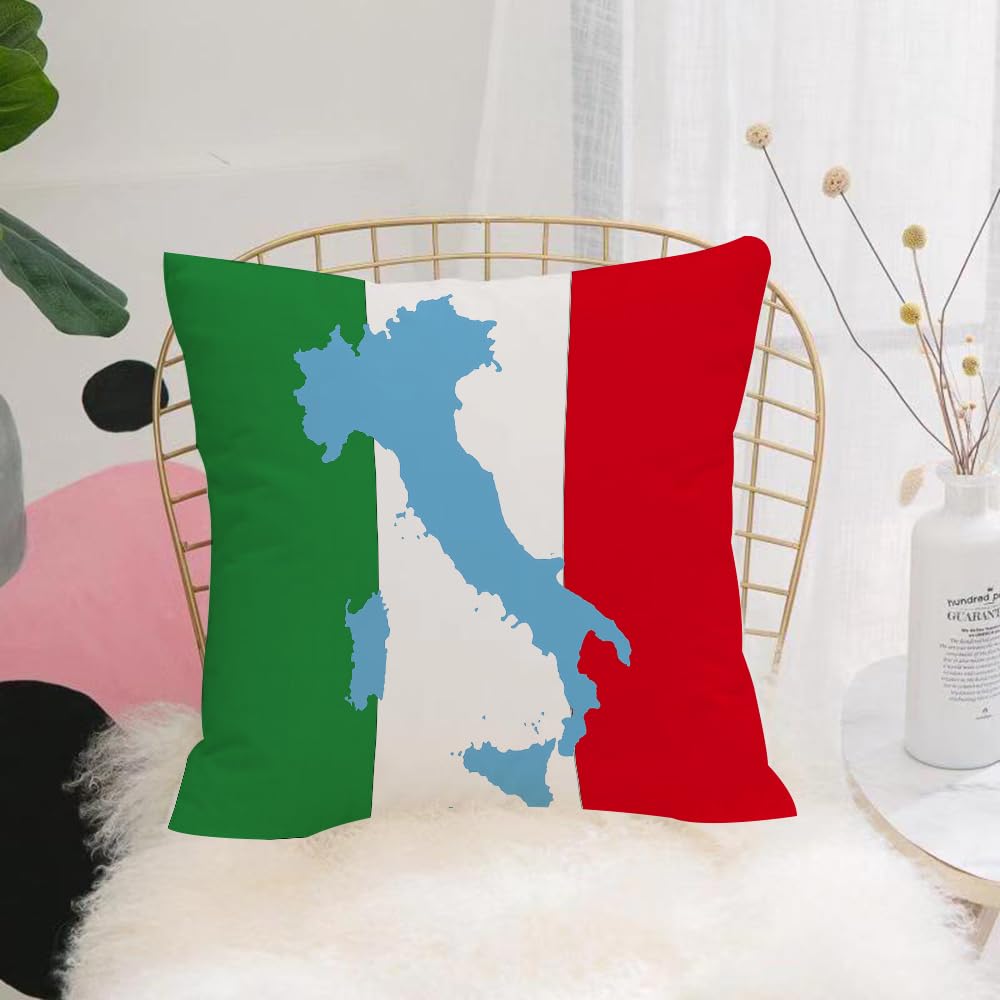 HYMSXW Cushion Cover,Throw Pillow Case Home Decorative for Living Room Bedroom Sofa Chair 20X20 Inch,Italian flag colors, Italy - inspired design with flags, Italian tourism and cu,Pillowcase 50X50cm