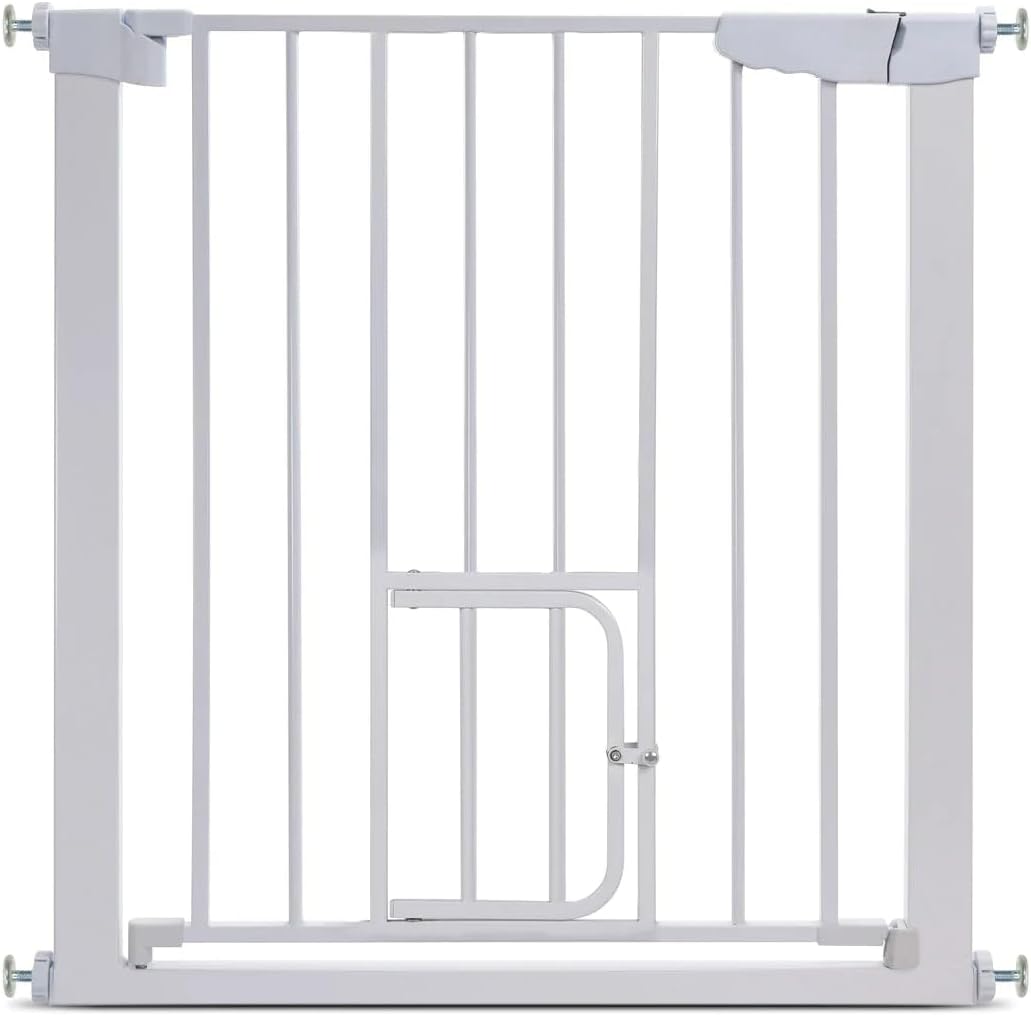 AUCHOICE Auto Close Safety Gate with Cat Door Metal Cat Gate for