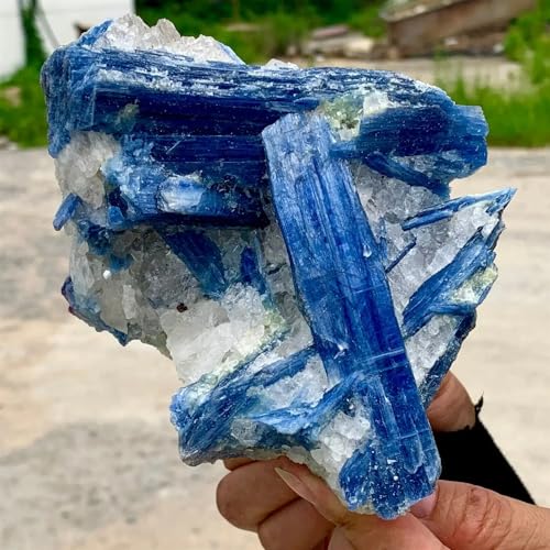 Cianita azul con cuarzo de 450g para decoración zen y armonización de espacios de trabajo 6