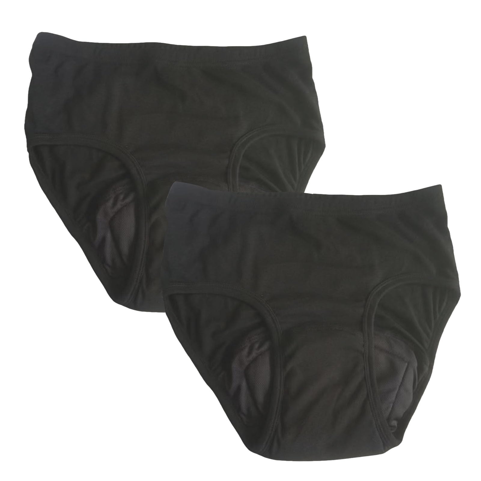 Ropa Interior de Mujer para La Incontinencia Cintura Alta Braga Menstrual Algodón Slip para Mujer Lavable Algodón Adulto con Almohadilla AbsorbenteBlack 2Pcs,L
