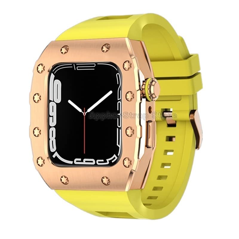 Kit modification luxe Apple Watch 45mm boîtier métal et bracelet silicone