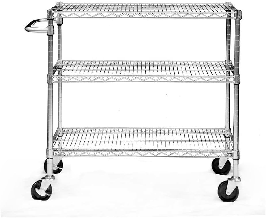 3 Tier Heavy Duty Rolling Metal Utility Cart, Multipurpose Adjustable Storage