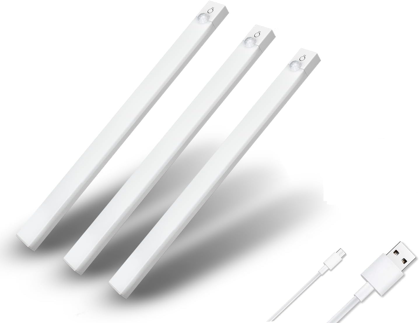 6pcs LED Motion Sensor Dimmable Cabinet Lights, USB Rechargeable, 3Color Modes (3000K/4500K/6000K), Night Light, for Bedroom, Kitchen, Piano Room & Dance Studio, Bedside Reading Lights 11.81"