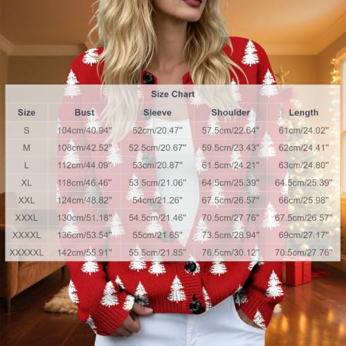 Womens Cardigan Sweaters Santa Christmas Tree Long Sleeve Knit Sweater - image 4