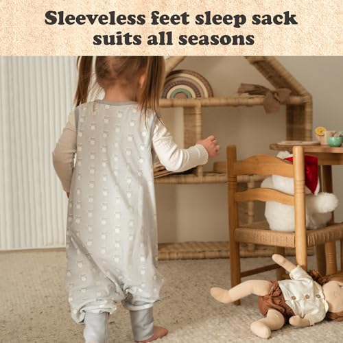 Image of Toddler Sleep Sacks for 2t-3t, 1 Pack Baby Wearable Blanket with Feet, Sleeveless Breathable Sleep Sacks for Baby Boys and Girls