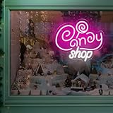 Xusdamyj Süßwarenladen-LED-Neonschild, Lutscher-Schild, individuelles Neonschild, personalisiertes Süßwarenwagen-Dekor, Bar-Shop-Beschilderung, Halloween-Weihnachtswanddeko.