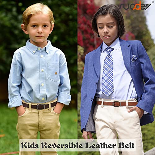 Image of Kids Reversible Belts for Boys SUOSDEY Classic Casual Children Leather Belt for School Uniform Jeans, 1-brown /Coffee, Fit Waist Size 20 inch-25 inch
