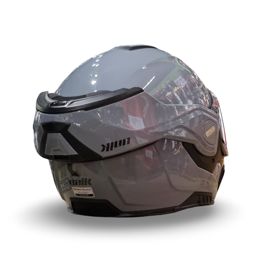 unik Casco Modular Abatible 180 Spectrum Moto Adultos Visera Solar Doble Policarbonato 2 Calotas Ventilación Frontal Trasera Cierre Micrométrico - Nardo Grey, Talla XL