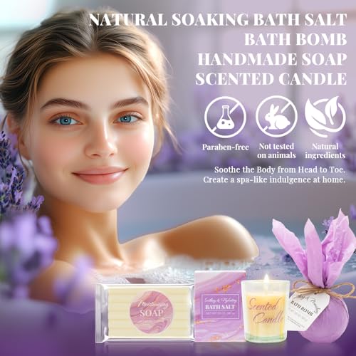 Bath Sets for Women Gift BODY & EARTH Gift Baskets for Women 8pcs Lavender Bath and Body Gift Sets for Women With 20oz Vacuum Insulated Tumbler Birthday Gifts for Women - Thumbnail 5