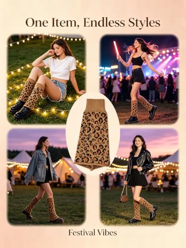 Image of WODECASA Girls Kawaii Leg Warmers Knitted Flared Leg Sleeves Goth Crochet Baggy Cuff Ankle Heap Socks