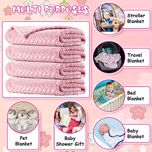 8 Pcs Baby Blanket Cozy Throw Blankets Fuzzy Baby Fleece Blankets Fluffy Warm Baby Crib Blanket For Unisex Newborn Infant Toddler Stroller Nursery Soft Receiving Swaddling Blankets, 24 X 32 In (Pink) #TOP3