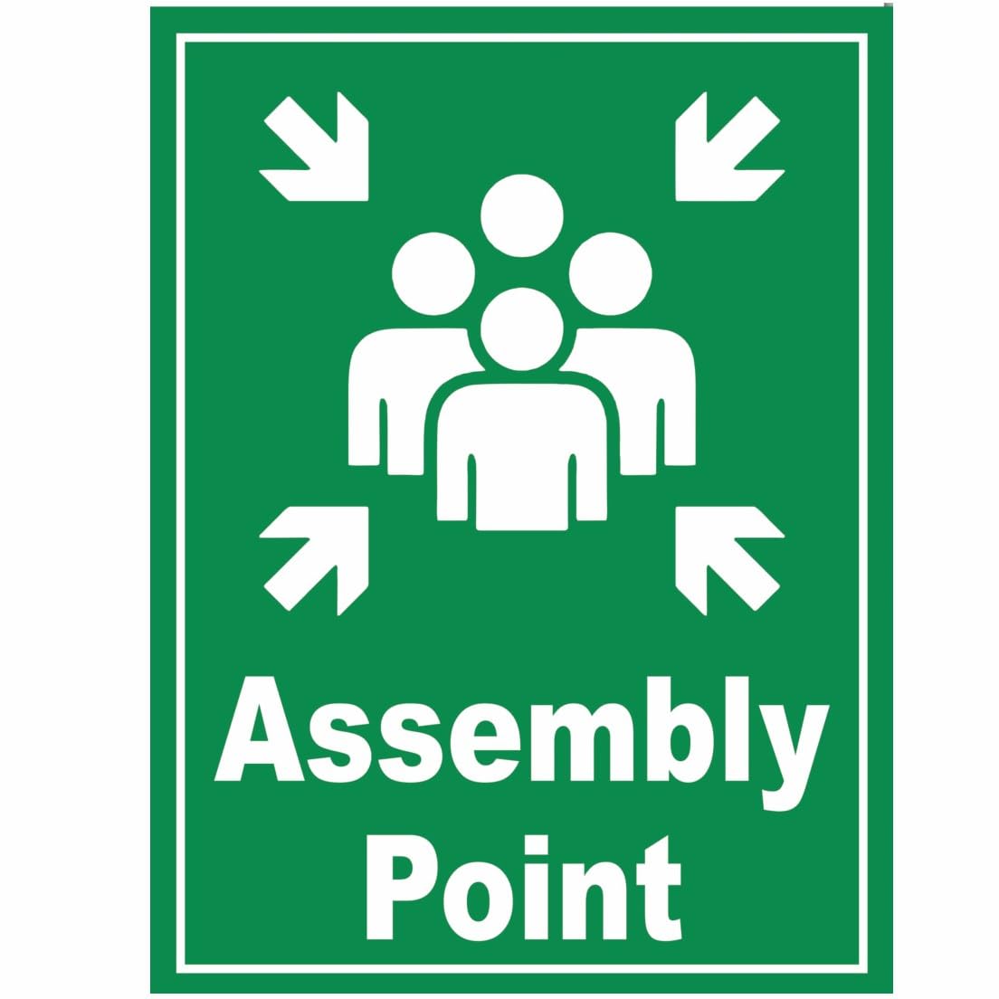 Assembly Point Sign, 9x12 Inch Emergency Meeting Point Signage, High-Visibility Green Safety Warning, Durable Weatherproof Indoor/Outdoor, 5mm Sunboard, Waterproof, Pack of 1