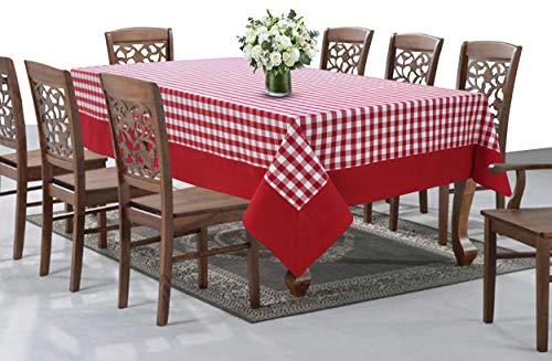 Image of AIRWILL Cotton Checkered Pattern 8 Seater Table Cloth Pack of 1 pc (Red)
