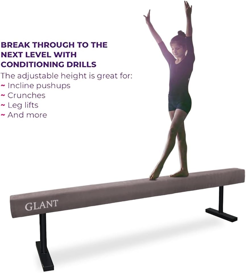 GLANT 6ft/8ft Adjustable Balance Beam,High-Low Floor Beam Suede Gymnastics Equipment, Gymnastics Beam with Legs for Training, Practice, Physical Therapy and Home Training : Sports & Outdoors