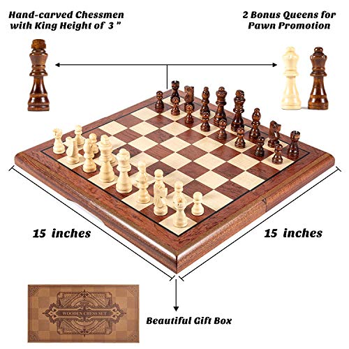 AMEROUS Juego de Ajedrez Magnético de Madera 15'' Plegable miniatura 5