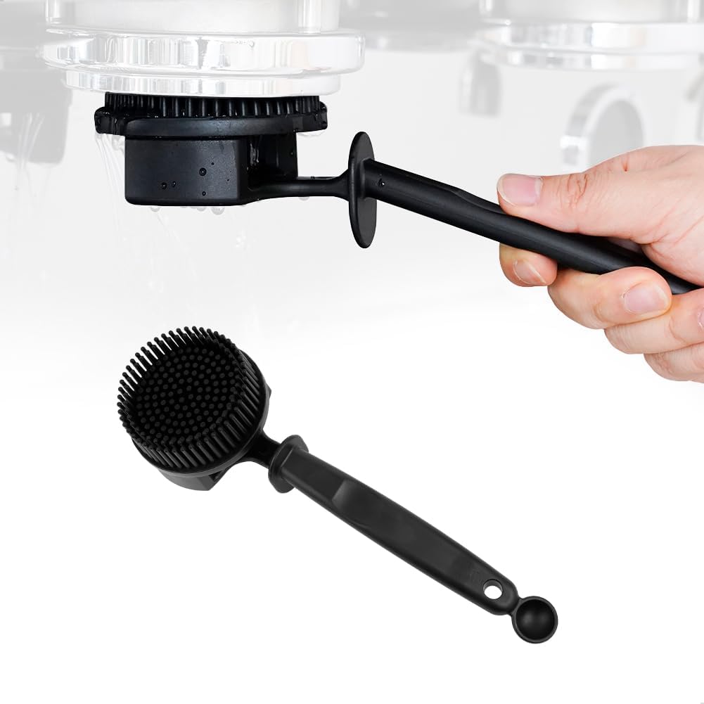 Watchget Black Silicon Espresso Coffee Machine Cleaning Brush Professional Design For 360° Cleaning Of Espresso Group Head Detachable Silicon Bristles For 58Mm Grouphead