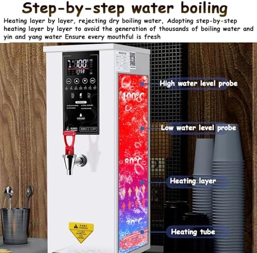 Instant Hot Water Boiler with Automatic Dispenser | Fast Heating, Energy-Saving Commercial Solution for Restaurants, Offices, Catering | Silver Finish