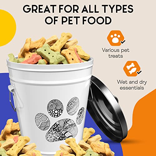 Amici Home Zentangle Pet Paw Canister | Pet Food Storage Containers with Lid | Dog Food Storage Container - Contemporary Design | Metal Storage Bin (17 lbs)