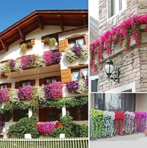 Vivid Artificial Hanging Orchid Bunch, Artificial Long Hanging Bush Flowers Strings,Artificial Hanging Basket Flower,Wall Wisteria Basket Hanging Garland,For Holiday Wedding Home Party Decor (3Pcs-A) #TOP7