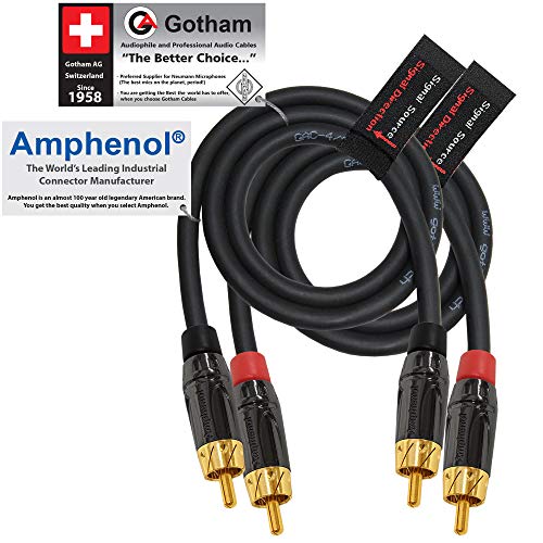 3 Foot RCA Cable Pair - Gotham GAC-4/1 (Black) Star-Quad Audio Interconnect Cable