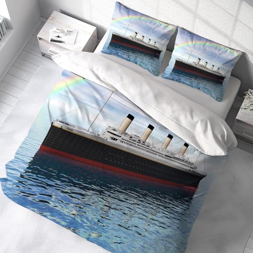 Linge de lit bateau à vapeur microfibre douce 178x208cm résistant et sans pli - 3