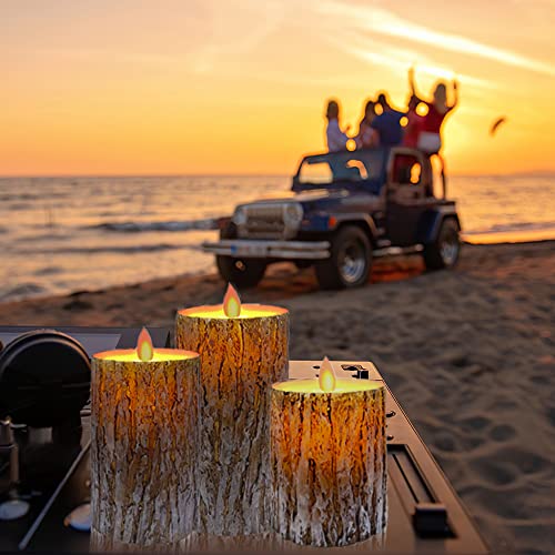 Mivitoom Pine Bark Led Flameless Pillar Candles Battery Operated With Flickering Warm Yellow Light Moving Wicks thumb #3