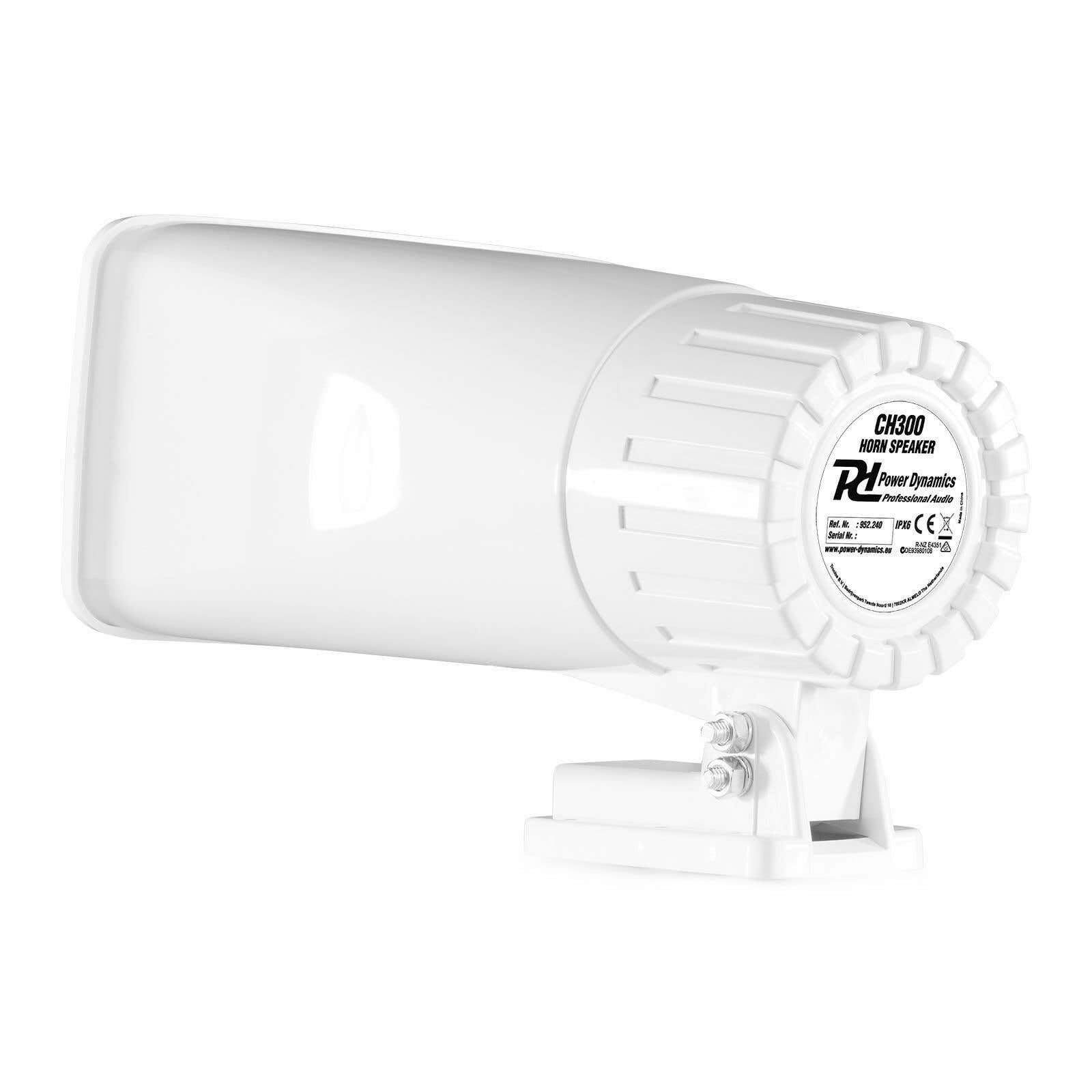 Power Dynamics CH300 Haut Parleur Pavillon 30 Watts - Blanc, Support de Montage Inclus, Idéal pour Sonoriser Vos Espaces Intérieurs ou Extérieurs