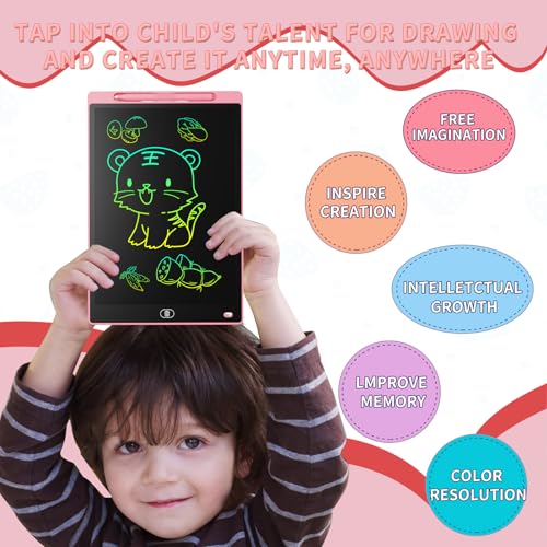 Image of [Pack of 2] 8.5 Inch Colourful LCD Writing Tablet, Erasable Drawing Board, Children's Gift, Graphic Tablet for Games for 2 3 4 5 6 7 Years (Pink & Purple)