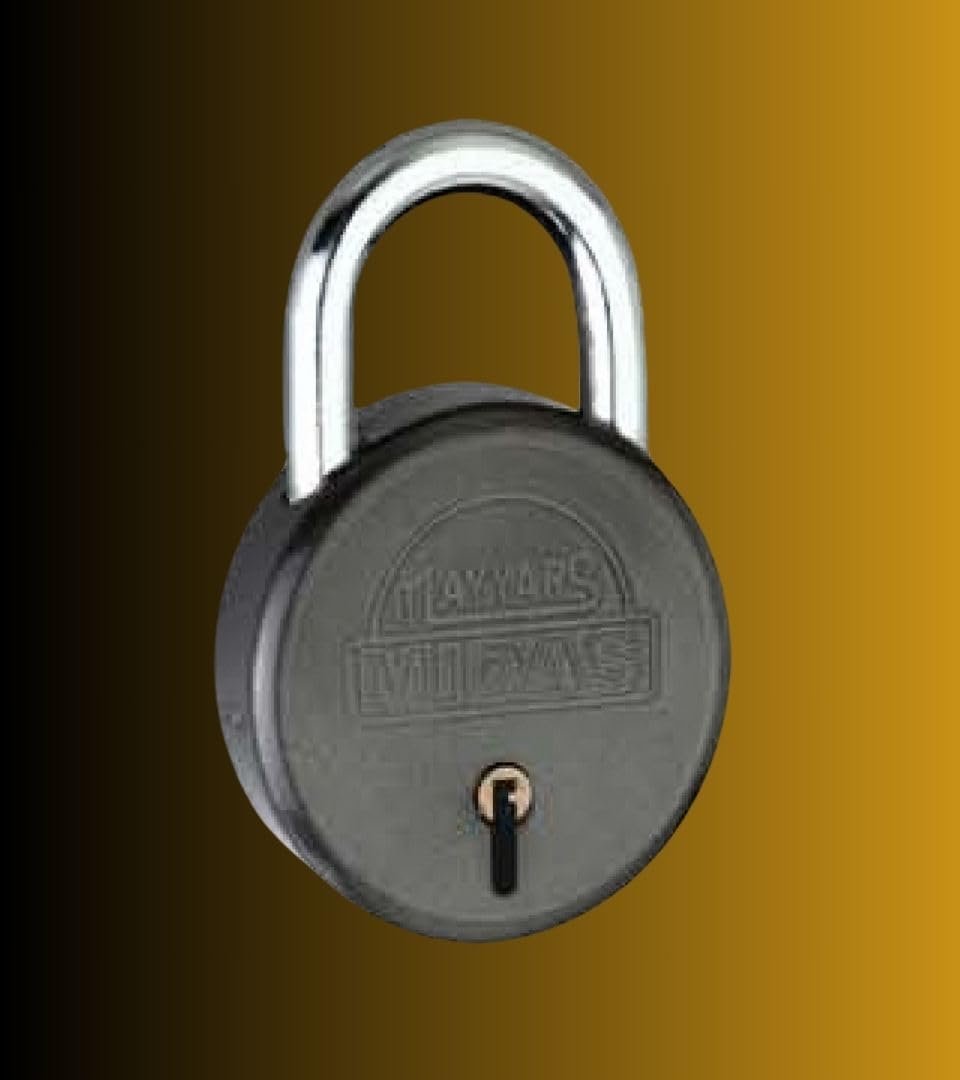 Midas Heavy-Duty 50mm Black Round Padlock with 7-Lever Security & 3 Iron Keys ? High-Security Lock for Home, Office, and Travel, Pack of 1-image-28