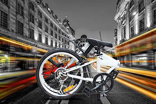 Vouwfiets, Heren Dames Opvouwbare fiets, Opgevouwen binnen 10 seconden, Gestroomlijnd frame, 20-inch 6-versnellingen… - Afbeelding 4