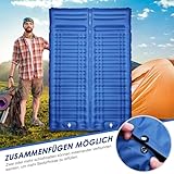 Arlierss Isomatte, 12CM Dicke Luftmatratze Camping mit Fußpresse Pumpe und Kissen, Anti-Ripstop Tragbar Schlafmatte Outdoor für Wandern, Reise, Strand-Blau