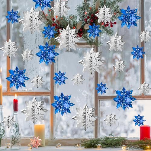 Image of Snowflake Decorations, Paper Christmas Hanging Decor Indoor, 24-Pc