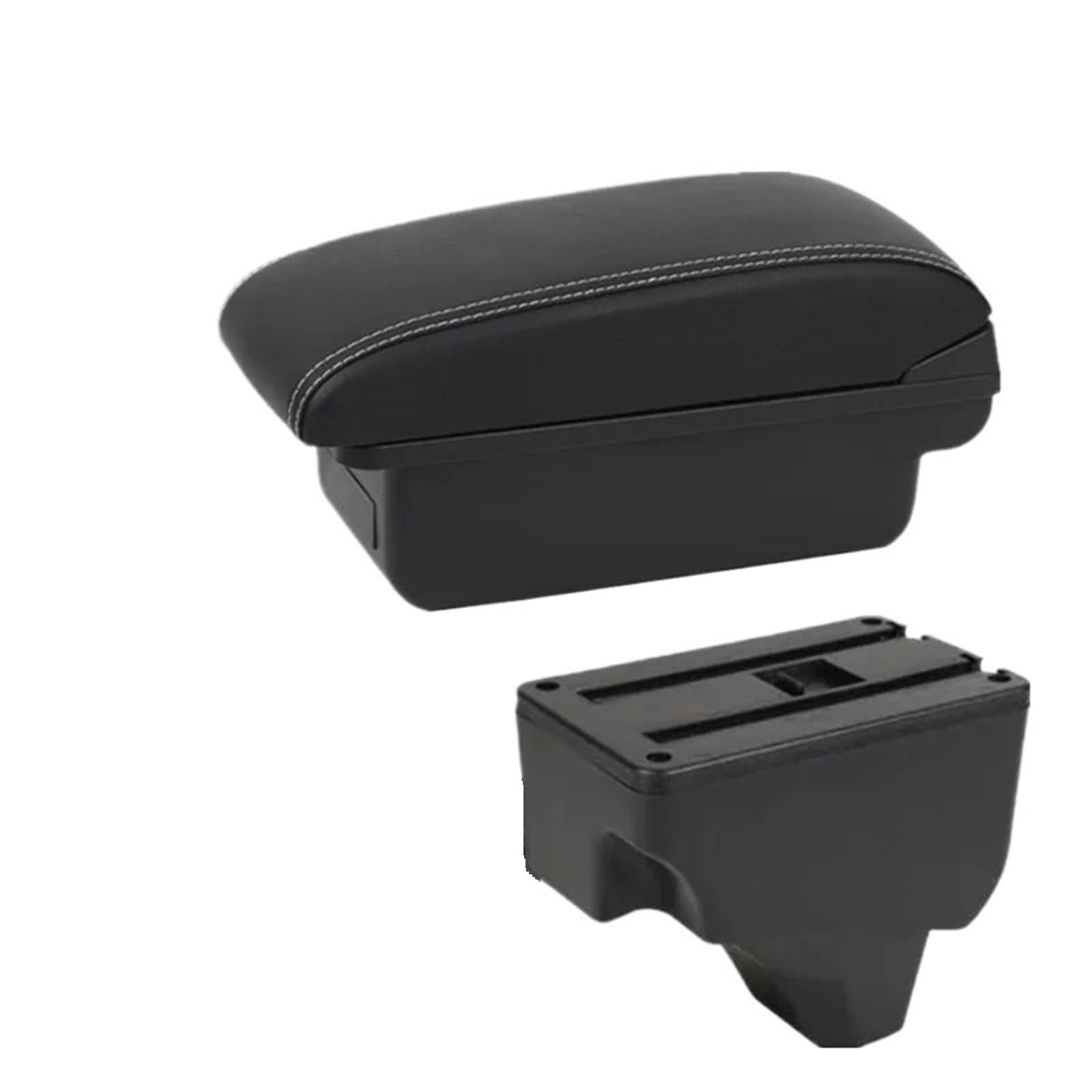 Poggia braccio Auto Per Peugeot 208 2008 2019-2024 Bracciolo Box Auto Scatola Portaoggetti Bracciolo Bracciolo console centrale(A Black white NOUSB)