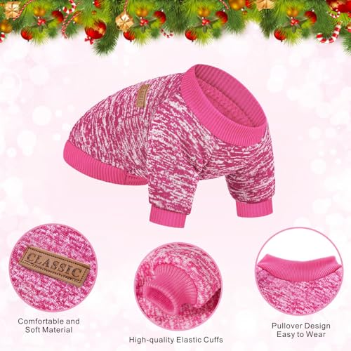 Idepet Haustier Katze Hundepullover, Warmer Hundepullover Katzenkleidung, Fleece-Welpenmantel für kleine mittelgroße große Hunde rosa grau XS-XXL (Rosa DunkeRosa, XS)