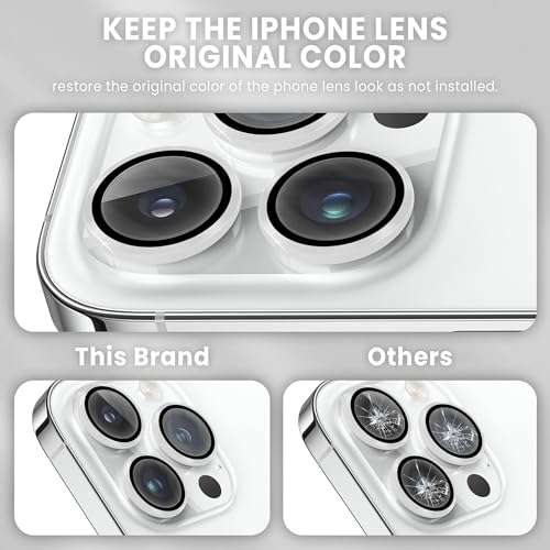 Image of ArmourPro Premium Camera Lens Protector Tempered Glass Compatible For iPhone 14 Pro Max and iPhone 14 Pro Tough HD Individual Aluminum Alloy Rings 9H Camera Cover , Scratch-Resistant,Camera Lens Protection| Silver