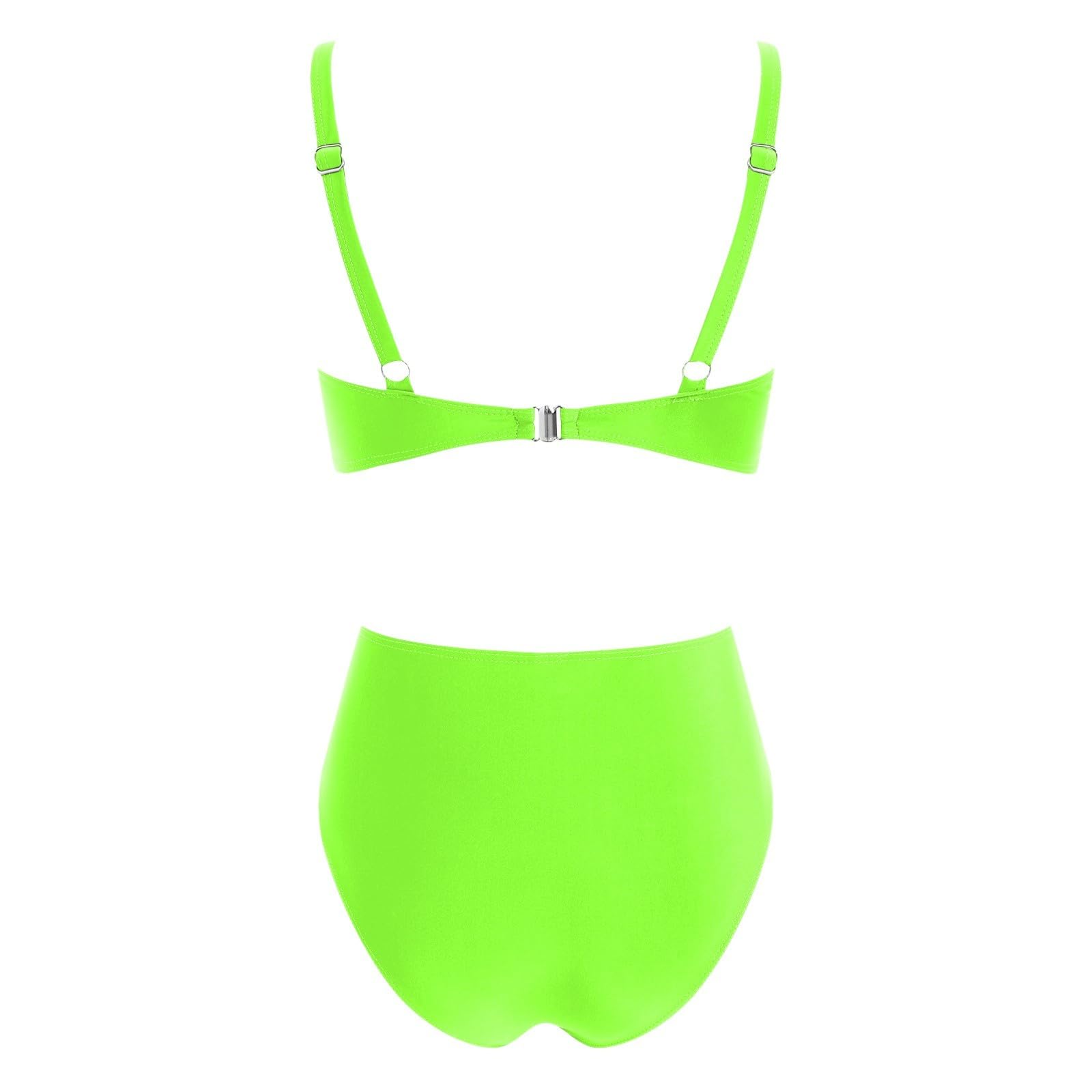 Damskie stroje kąpielowe tankini, zestaw plażowy, okrycie basenowe, wydrążony top bikini z szortami kąpielowymi, konserwatywny dwuczęściowy strój kąpielowy, jasnozielony, XXL