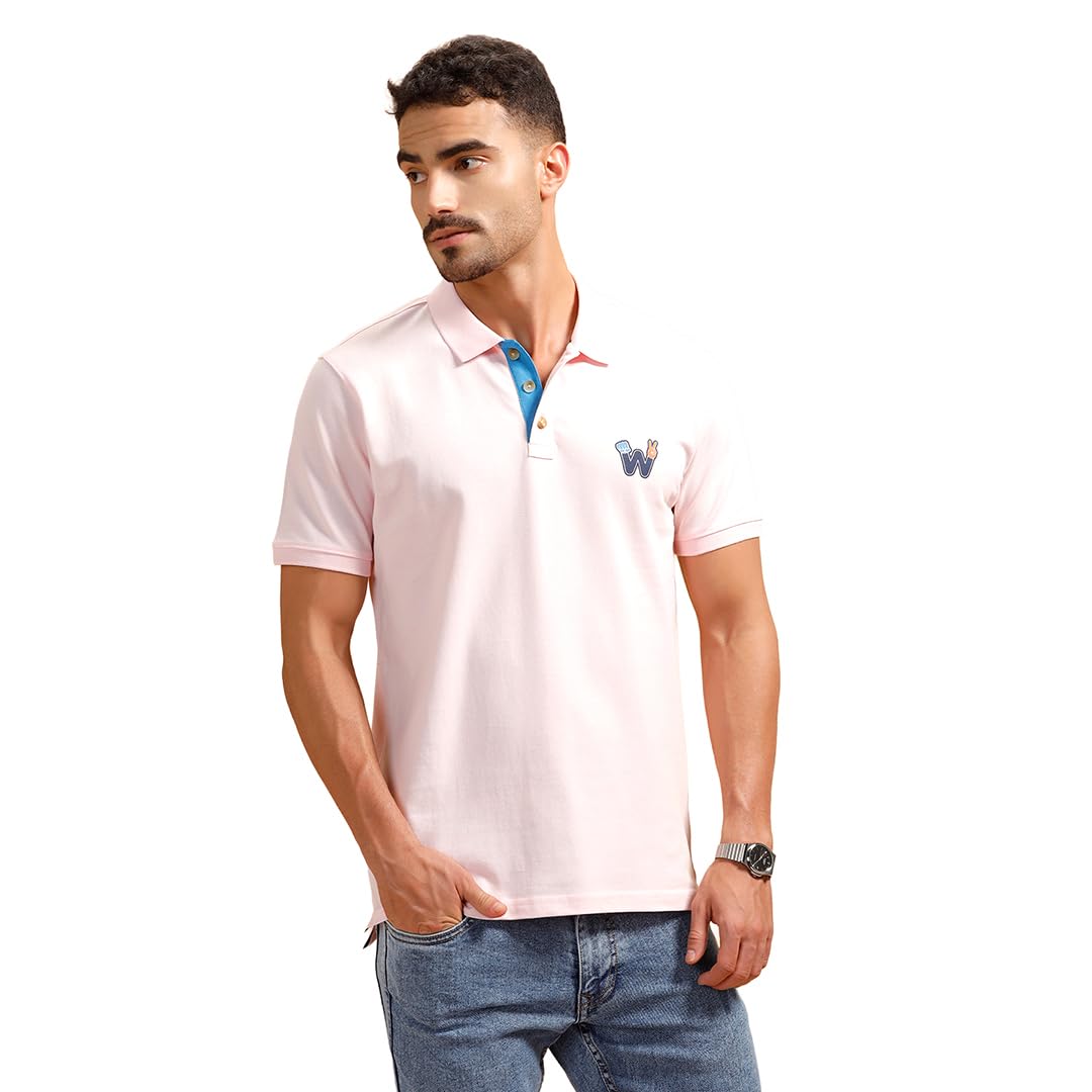 wrogn Men's 240 GSM Pure Cotton Pique Polo T-Shirt | Quirky Logo Print | Slim Fit-picture-36