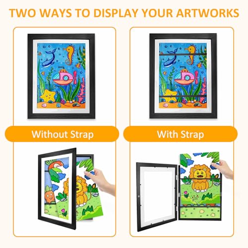 CLFCZYCXD 2 Pack Kids Artwork Picture Frames 8.5 x11 Changeable Front Opening Child Artwork Display Storage Frame on the Wall for Kids Drawings,Children Art Projects, Schoolwork, Home or Office (Black) by CLFCZYCXD - Image 7