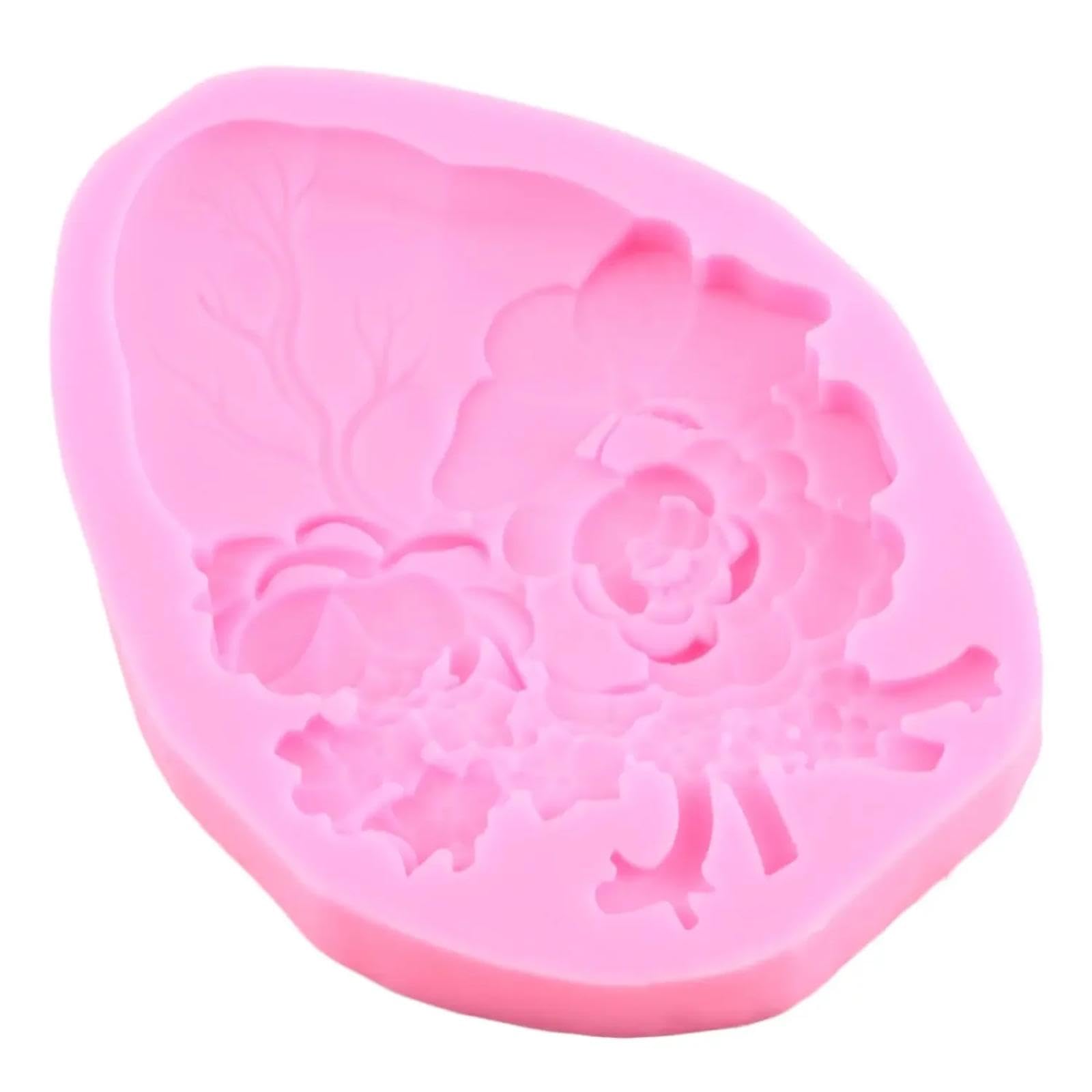 Moldes de silicona para fondant, 16,6 x 12,6 cm, moldes de silicona con diseño de rosas y corazones de amor, herramientas de decoración de pasteles, decoración de cupcakes, molde de arcilla de