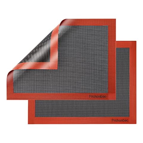 Non-stick silicone baking mats, reusable silicone baking trays, baking moulds, liner, oven liner for bread, biscuits, pastries (2 baking mats) Cover