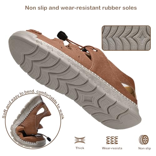 Men's Leather Breathable Walking Sandals with Adjustable Straps Non Slip Comfortable Casual Hiking Sandals Camping Water Beach Indoor Outdoor4