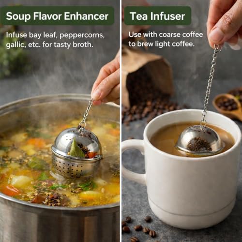 Image of Stainless Steel Tea Infuser & Spice Strainer Set | Mesh Tea Ball, Locking Tea Infuser & Hinged Spice Filter | Reusable Loose Leaf Tea, Herbs & Masala Brewing Tool (1, Egg Shaped)