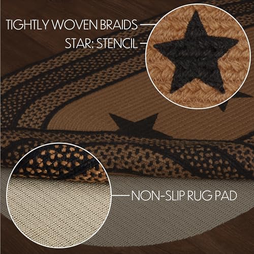 Tapete oval decorativo Farmhouse Stenciled Stars 27x48 pulg miniatura 3