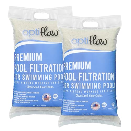 OptiFlow 2-Pack Pool Filter Sand, Premium Filtration with Pure Silica Formula, 50 Lbs - Swimming...