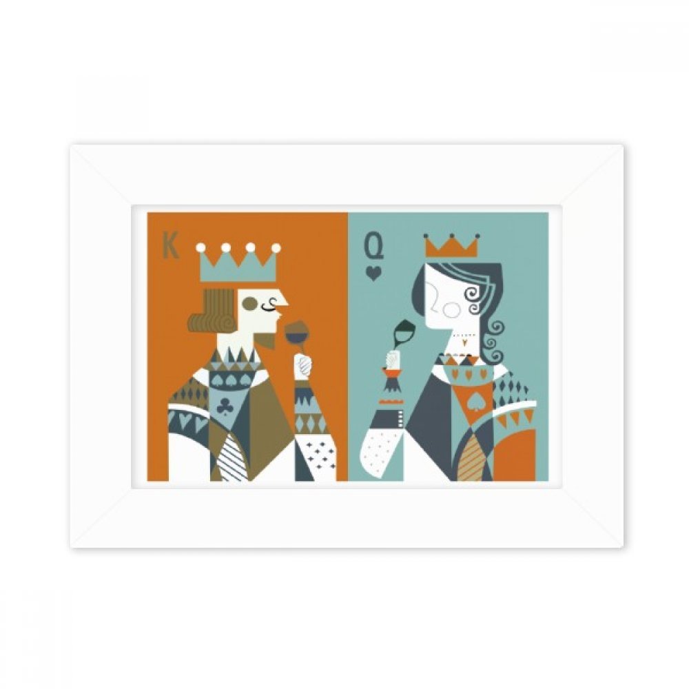 Cuadro Blanco de Naipes Ilustración K Q para Salón y Oficina