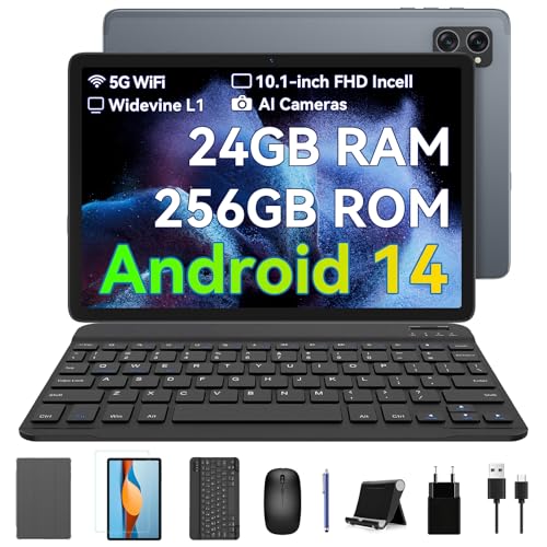 BESTTAB Tablet 10 Pulgadas A20, Tablets Android 14, 24GB + 256GB/2TB, Procesador Potente Octa -...